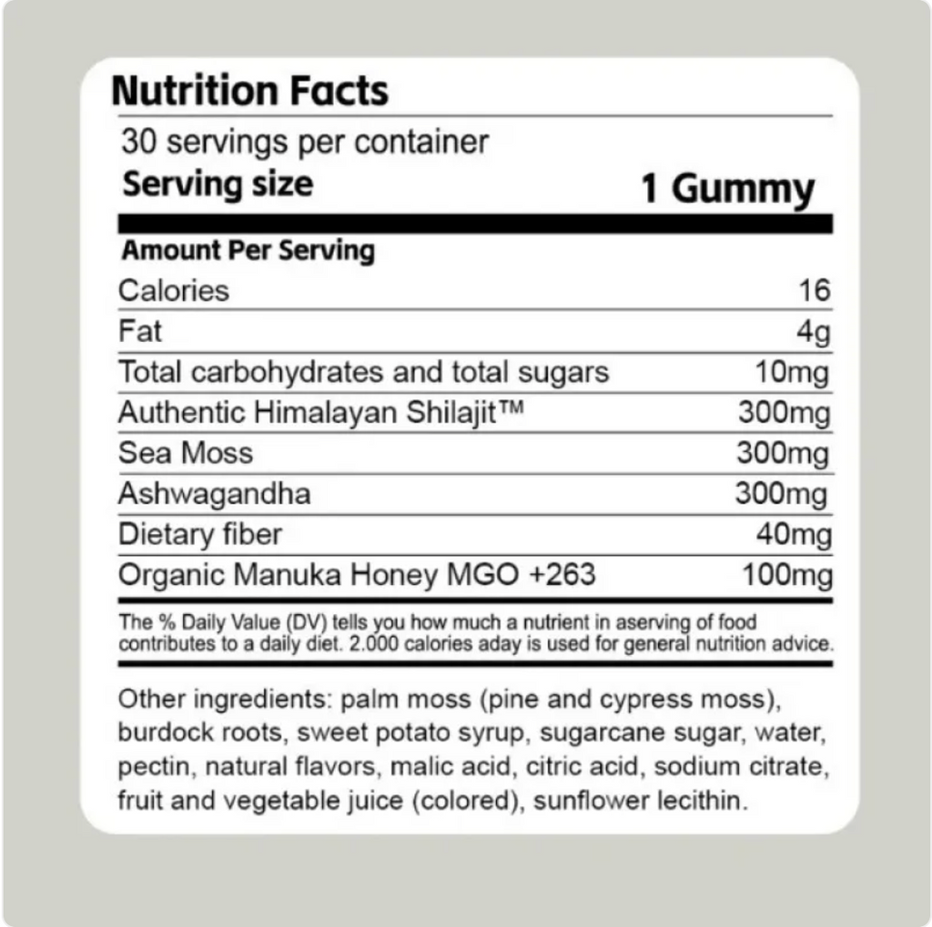 3-in-1 Vitality Gummies – Shilajit, Sea Moss & Ashwagandha | All-Natural & 100% Vegan | Non-GMO |